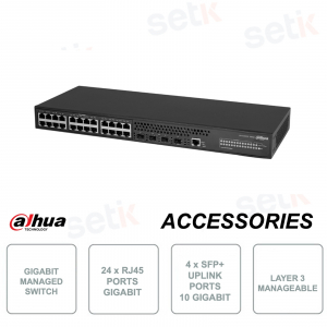 Layer-3-Netzwerk-Switch – 24 Gigabit-RJ45-Ports – 4 SFP+ 10-Gigabit-Ports
