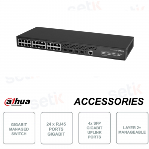 Switch di rete Gestionabile - 24 porte RJ45 Gigabit - 4 Porte SFP Gigabit