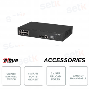 Conmutador de red gestionable - 8 puertos Gigabit RJ45 - 2 puertos Gigabit SFP