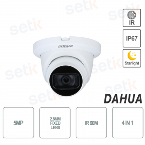 Caméra Dahua Starlight 5MP avec objectif 2,8 mm, audio et infrarouge 60 m