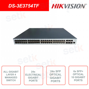 Commutateur réseau - 24 ports Gigabit - 24 ports optiques SFP Gigabit - 6 ports optiques SFP+ 10 Gigabit