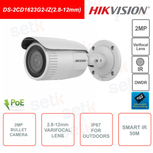Teklecamera Bullet POE IP video surveillance - 2MP - Varifocal 2.8-12mm - For outdoor use - IP67