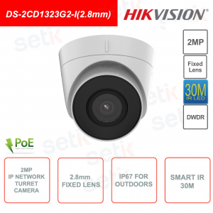 IP POE Turret video surveillance camera - 2MP - 2.8mm lens - Smart IR 30m