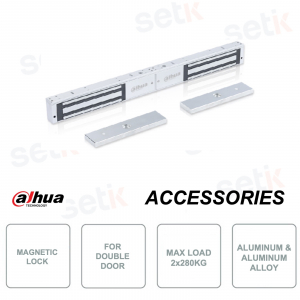 Serrure électromagnétique pour porte double - En aluminium - Charge maximale 2x280Kg