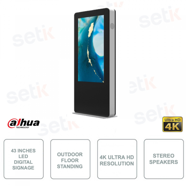 Bodenstehende Digital Signage-LED für den Außenbereich – 43 Zoll – 4K – 8 ms – Stereolautsprecher