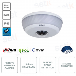 Fisheye IP POE ONVIF camera - 3008x3000 - 1.85mm lens - Video Analysis - For parking