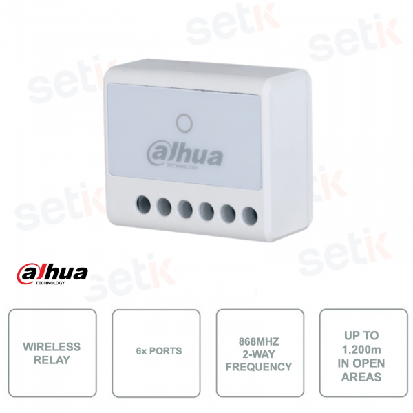 Relé Allarme Wireless - 868Mhz bidirezionale - Portata fino a 1.200m - 6 Porte