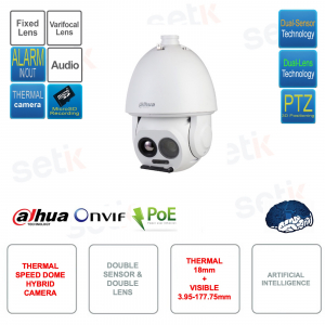 Speed Dome IP POE ONVIF Wärmebildkamera – Doppelsensor und Doppelobjektiv – Künstliche Intelligenz