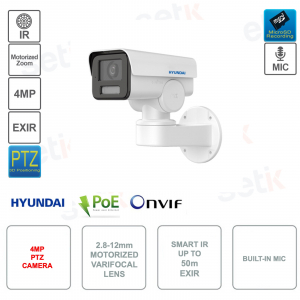 IP POE ONVIF PTZ outdoor camera - 4MP - 2.8-12mm lens - Microphone - Smart IR 50m - IP66