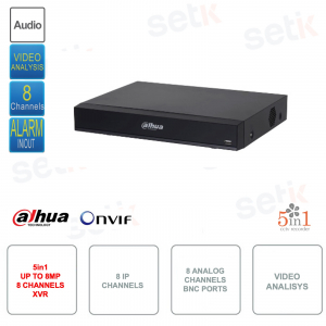 XVR IP ONVIF - 5in1 - Fino a 8MP 4K Ultra HD - 8 canali coassiali e 8 canali IP - Audio e Allarme - Video Analisi