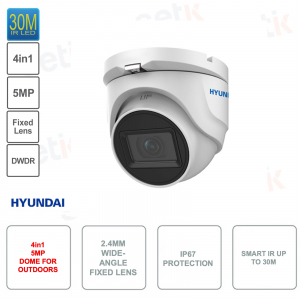Cámara exterior DOme 4in1 5MP - Lente gran angular 2.4mm - SMart IR 30m - IP67