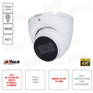 Eyeball 4K umschaltbare HDCVI 4in1-Kamera – 2,8-mm-Festobjektiv – Smart IR 30 m – S2-Version