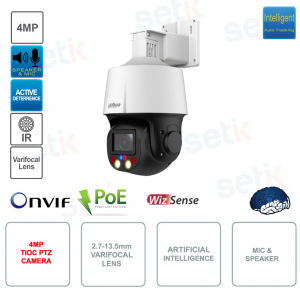 Cámara TIOC IP POE ONVIF PTZ - 4MP - 5x 2.7-13.5mm - Inteligencia Artificial - Exterior