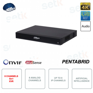 XVR 5en1 IP ONVIF - Hasta 4K - 8 canales analógicos y 8 canales IP - Inteligencia artificial