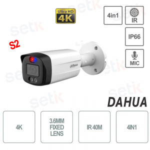 Dahua Bullet-Kamera HDCVI TiOC 4K-Optik 3,6 mm IR40 IP67 Aktive Abschreckung Eingebautes Mikrofon