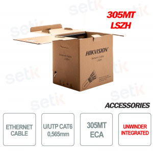 SBOBOX Hikvision Cavo Ethernet Rete 305 Metri ECA 6 U/UTP 23AWG LSZH Matassa RJ45 LAN Internet