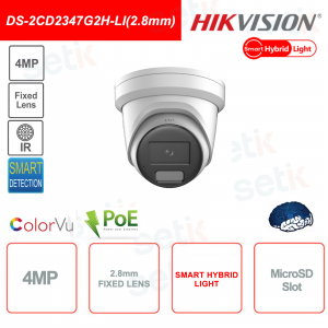 Telecamera Turret 4MP IP POE da esterno - Ottica 2.8mm - ColorVu - Intelligenza artificiale