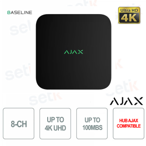 Enregistreur vidéo réseau 4K Ajax NVR noir 8 canaux pour la vidéosurveillance Ajax