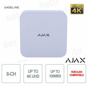 Enregistreur vidéo réseau Ajax NVR blanc 8 canaux – 4K pour la vidéosurveillance Ajax