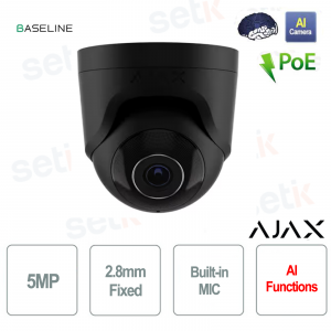 Ajax TurretCam 5MP Nera con Ottica 2.8mm e AI