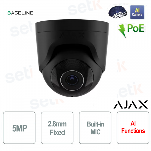 Ajax TurretCam 5MP Nera con Ottica 2.8mm e AI