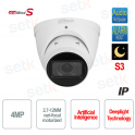 Telecamera AI IP ONVIF® PoE 4MP Dome 2.7-12mm Motorizzata IR 40M Microfono Wizmind S Dahua S3