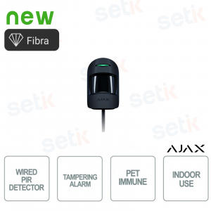 Ajax Superior MotionProtect Fibra Nero – Sensore di Movimento PIR Cablato con Tecnologia Fibra