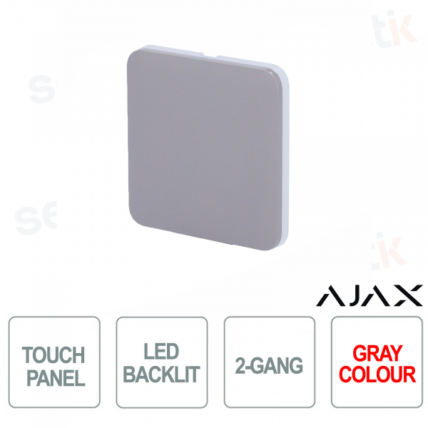 Bouton simple pour LightSwitch 2 gangs Ajax Gris