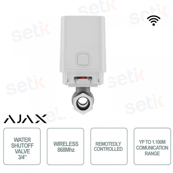 Válvula de corte de agua - Inalámbrica 868Mhz - Controlable remotamente - Blanco