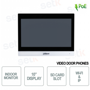 Monitor da interno - Display 10" Touch + Slot SD Card IP e WI - Argento - Dahua