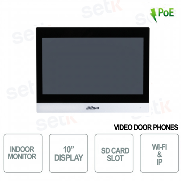 Monitor da interno - Display 10" Touch + Slot SD Card IP e WI - Argento - Dahua