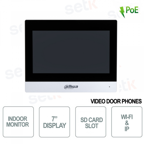 Monitor da interno - Display 7" Touch + Slot SD Card IP e WI - Argento - Dahua