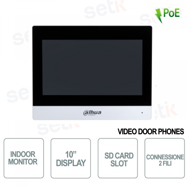 Monitor da interno - Display 10" Touch + Slot SD Card IP e WI-Fi a due fili- Argento - Dahua