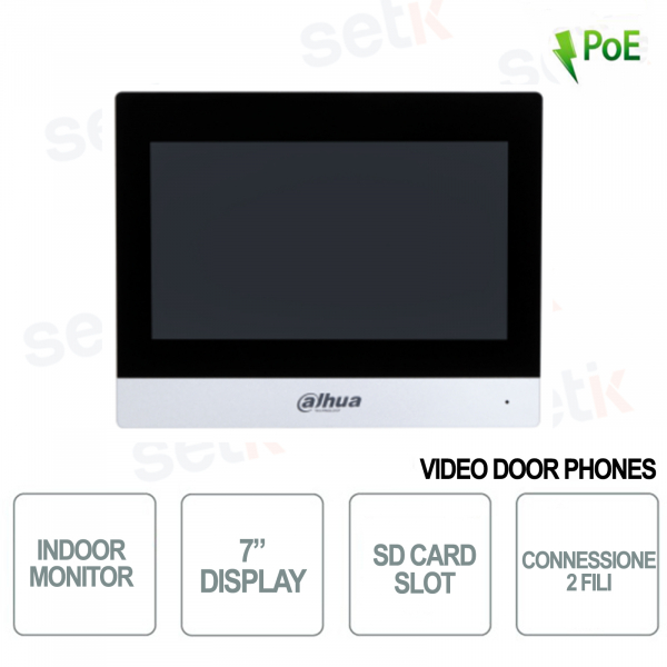 Monitor da interno - Display 7" Touch + Slot SD Card IP e WI-Fi a due fili- Argento - Dahua