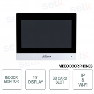 Indoor monitor - 10" Touch Display + SD Card Slot IP and WI-Fi - Silver - Dahua