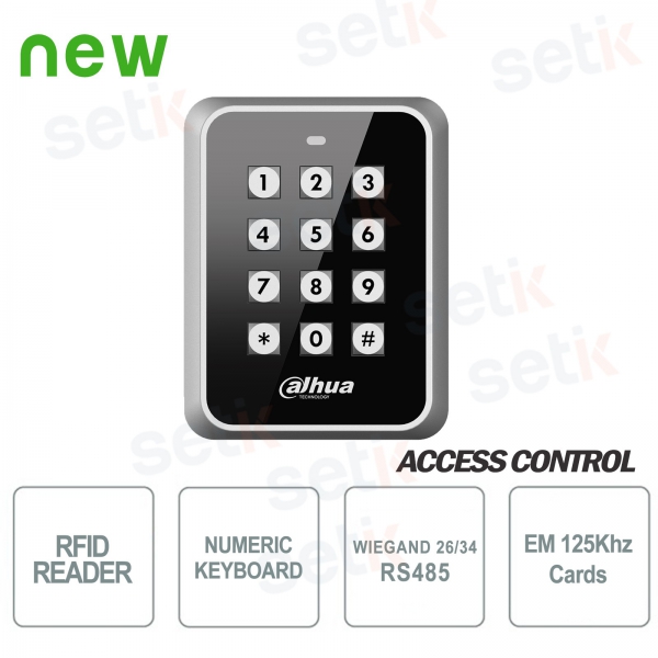 Lecteur RFID EM 125KHz Wiegand RS485 avec clavier- Dahua
