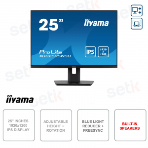 Monitor IPS - 1920x1200 - 16:10 - Altura y rotación regulables - 4ms - Altavoces - HDMI - DP - VGA