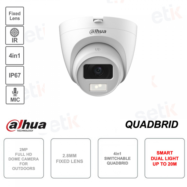 Telecamera Dahua 2MP con Smart Dual Light e Ottica 2.8mm IP67