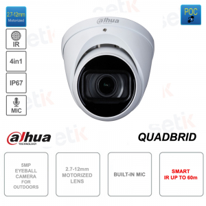 Telecamera Eyeball da esterno - 5MP - 2.7-12mm - Microfono - POC - 4in1 - Versione S2