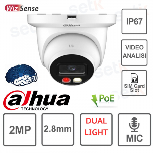 DAHUA IP-DOME-KAMERA 2MP-2,8MM-SMART DUAL LIGHT-WIZSENSE