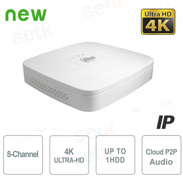 NVR 8 Kanäle IP 4K 12 MPX Ultra HD H265+ Audio Dahua