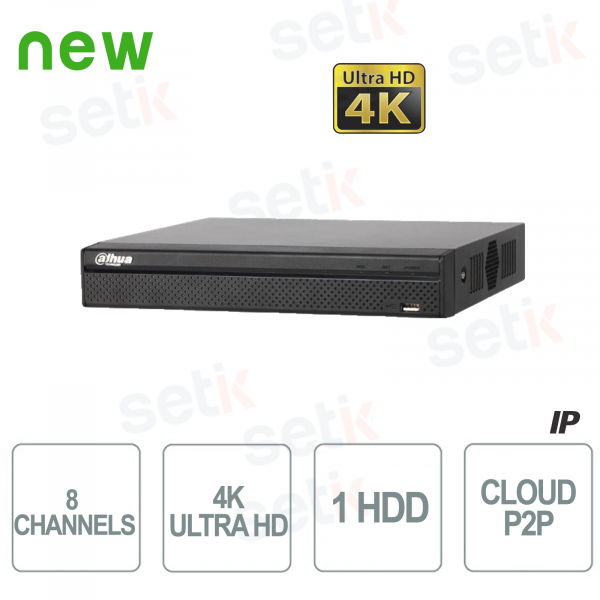 Dahua IP Professionnel NVR 8 Canaux 12MP 4K Audio 1HDD VGA USB HDMI