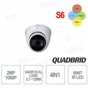 Caméra Dahua 2 MP 4en1 2,7 mm-12 mm IR 60 Dôme S6