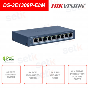 Verwaltbarer Netzwerk-Switch – 8 PoE 10/100M-Ports – 1 Gigabit RJ45-Port