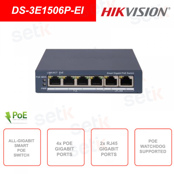 Managed network switch - 4 Gigabit PoE ports - 2 Gigabit RJ45 ports