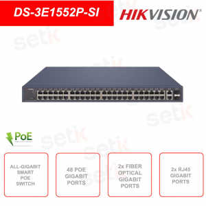 Switch di rete - gestito - 48 Porte PoE Gigabit - 2 porte Fibra Ottica Gigabit - 2 porte Gigabit RJ45