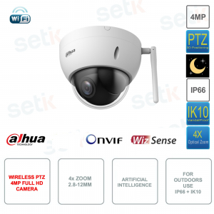 PTZ Starlight IP POE ONVIF Camera - 4MP - 2.8-12mm 4x - Artificial Intelligence - Outdoor
