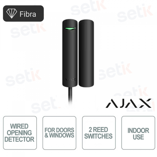 Capteur d'ouverture filaire professionnel Ajax Superior DoorProtect Fiber noir pour portes et fenêtres
