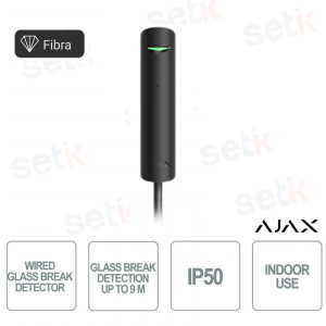 Superior GlassProtect Fibre Noire – Détecteur de bris de verre Ajax avec technologie fibre optique