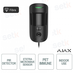Ajax Superior MotionCam (PhOD) Fibra Nero – Sensore PIR Cab­lato con Foto On Demand e Verifica Avanzata